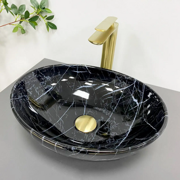 Умивальник (раковина) VBI PARMA BLACK STONE GLOSSY накладний VBI-011014 фото
