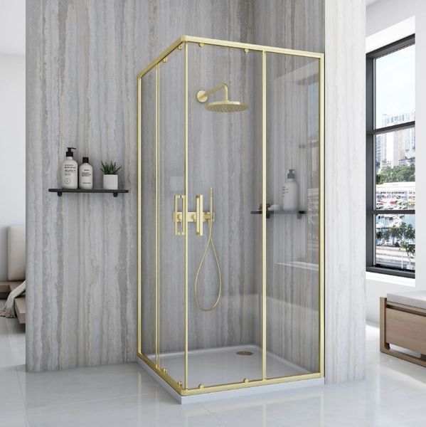 Душова кабіна REA CITY 80х80 BRUSHED GOLD REA-K6444 фото