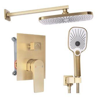 Душова система REA MOBY BRUSHED GOLD + BOX прихованого монтажу REA-P2403 фото