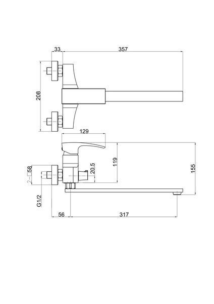 Змішувач для ванни GAPPO G2207, хром G2207 фото