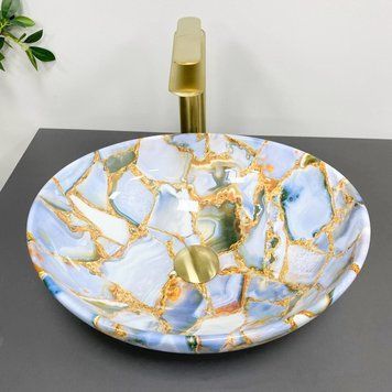 Умивальник (раковина) VBI PARMA MARBLE BLUE GLOSSY накладний VBI-011016 фото