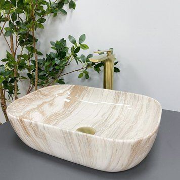 Умивальник (раковина) VBI RAVENNA TRAVERTINE GLOSSY накладний VBI-011204 фото
