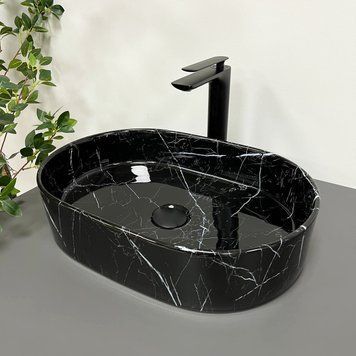 Умивальник (раковина) VBI VERONA 50 BLACK MARMO GLOSSY накладний VBI-011314 фото