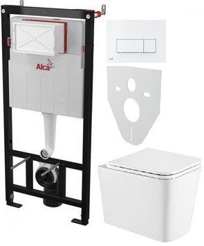 Інсталяція AlcaPlast 4в1 AM101/1120 з білою прямокутною кнопкою M570 + підвісний унітаз Kvadro 8227ed11-7907-11ec-bb52-a0423f42a789 фото