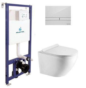 Інсталяція Koller Pool Dune 1200SL + Integro Cosmo White панель змиву + підвісний унітаз ROUND KP-112-001 + RN-0520-RW + KP-229-003 фото
