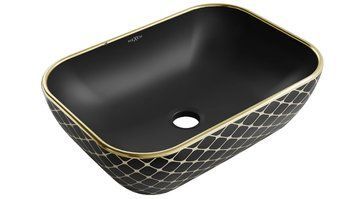 Умивальник (раковина) MEXEN RITA BLACK MATT DIAMOND GOLD накладний MEX-21084579 фото