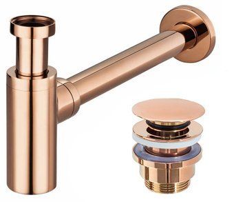 Сифон для раковини REA ROSE GOLD універсальний + CLICK-CLACK * REA-A8541 фото