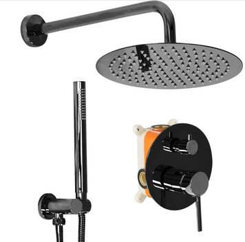 Душова система REA LUNGO BLACK GLOSSY + BOX прихованого монтажу * REA-P4420 фото