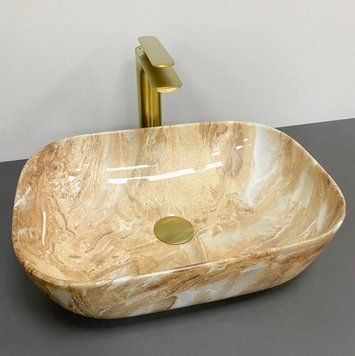 Умивальник (раковина) VBI RAVENNA BROWN ONYX GLOSSY накладний VBI-011223 фото