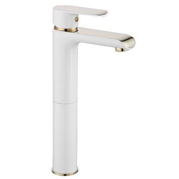 Змішувач для раковини (умивальника) REA BLOOM WHITE GOLD високий * REA-B9931 фото