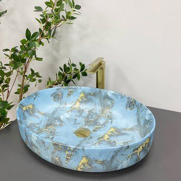 Умивальник (раковина) VBI UDINE MARBLE BLUE MATT накладний VBI-012103 фото