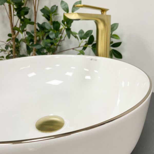 Умивальник (раковина) VBI BARI S WHITE GOLD EDGE накладний VBI-011605 фото