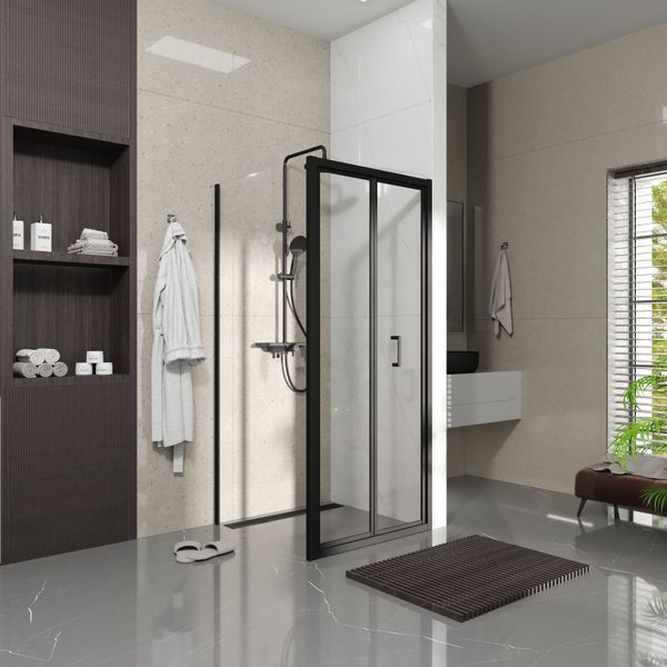 Бічна панель Line Pro 900мм, black matt, скло 6мм прозоре 2538172403 фото