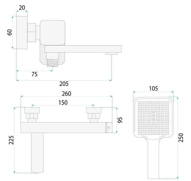 Змішувач для ванни REA ARLO NICKEL BRUSHED з виливом REA-B4582 фото