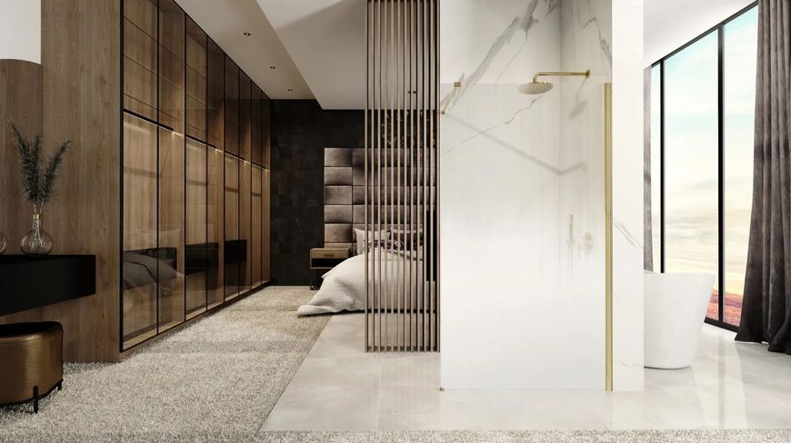 Душова стінка REA AERO OMBRE 100 MATT BRUSHED GOLD REA-K2464 фото