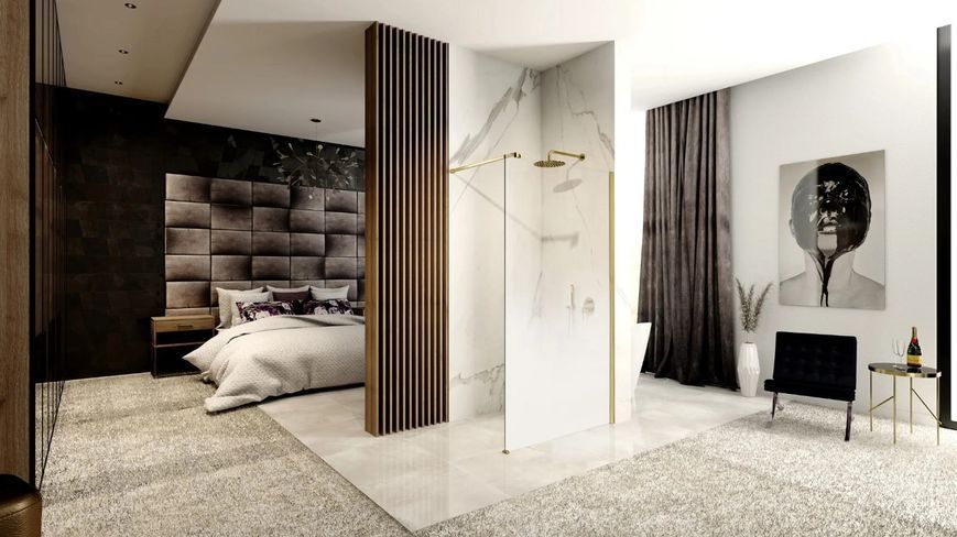 Душова стінка REA AERO OMBRE 100 MATT BRUSHED GOLD REA-K2464 фото
