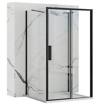 Душова кабіна REA RAPID SLIDE 150х80 BLACK пристінна REA-KPL-09889 фото