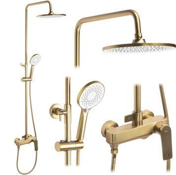 Душовий гарнітур REA AVALON BRUSHED GOLD матове золото з виливом REA-P2400 фото