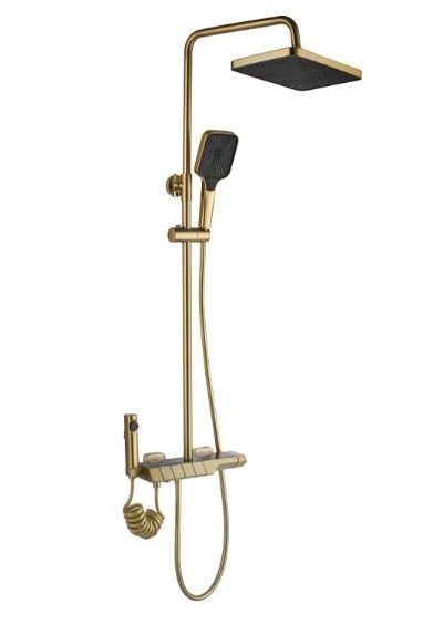 Душовий гарнітур REA ROB BRUSHED GOLD матове золото з термостатом та виливом REA-P6623 фото