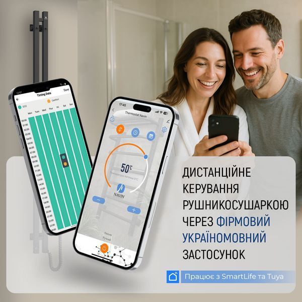 Електрична рушникосушарка NAVIN Авангард 480х1200 Sensor з Wi-Fi, правобічна з таймером, біла 12-028055-4812 фото