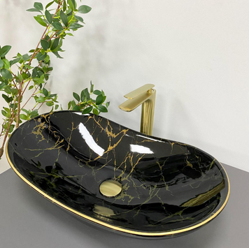 Умивальник (раковина) VBI TURIN MARBLE BLACK GLOSSY накладний VBI-011505 фото