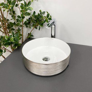 Умивальник (раковина) VBI PRATO BRUSH SILVER WHITE накладний VBI-011407 фото