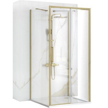 Душова кабіна REA RAPID SLIDE 100х80 BRUSHED GOLD пристінна REA-KPL-04707 фото