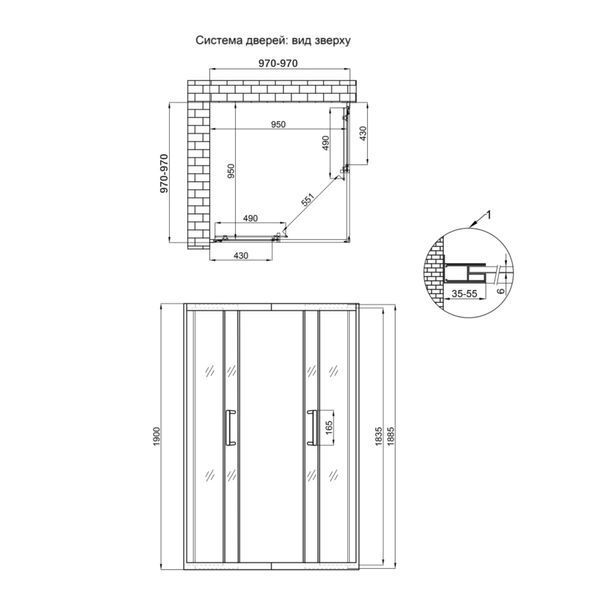 Душевая кабина Qtap Taurus CRM1011SC6 100x100 см, стекло Clear 6 мм, покрытие CalcLess без поддона SD00045257 фото