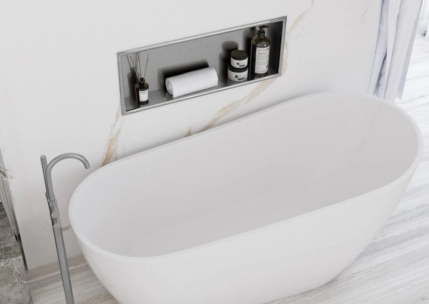Вбудована полиця REA 30X60 NICKEL BRUSHED з обідком REA-05602 фото