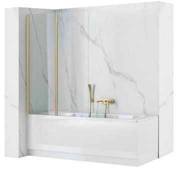 Шторка для ванни REA AGAT-2 80 BRUSHED GOLD складана REA-W2500 фото