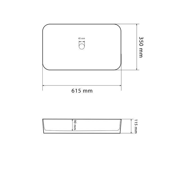Умивальник (раковина) VBI TRIEST WHITE BLACK EDGE накладний VBI-012710 фото