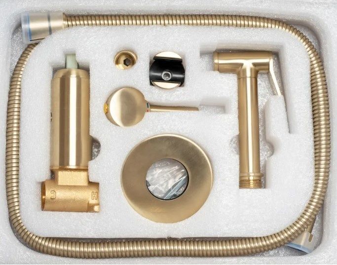 Набір душу гігієнічного REA LOOP BRUSHED GOLD матове золото REA-B6311 фото
