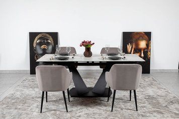 Стіл ЛУАРА 140(200)*80*76 Laminam Invisible white (5mm) АР000092383 фото