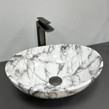 Умивальник (раковина) VBI PARMA STATUARIO GREY VEINS GLOSSY накладний VBI-011010 фото
