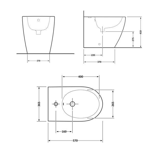 Біде підлогове Qtap Robin 565x360x405 Matt black QT13442141CMB QT13442141CMB фото